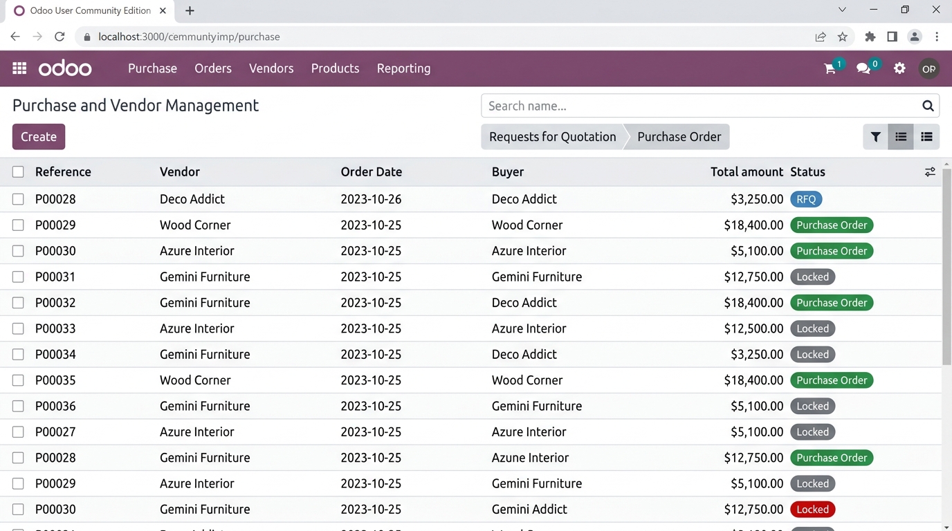 Odoo Community Compras y Proveedores